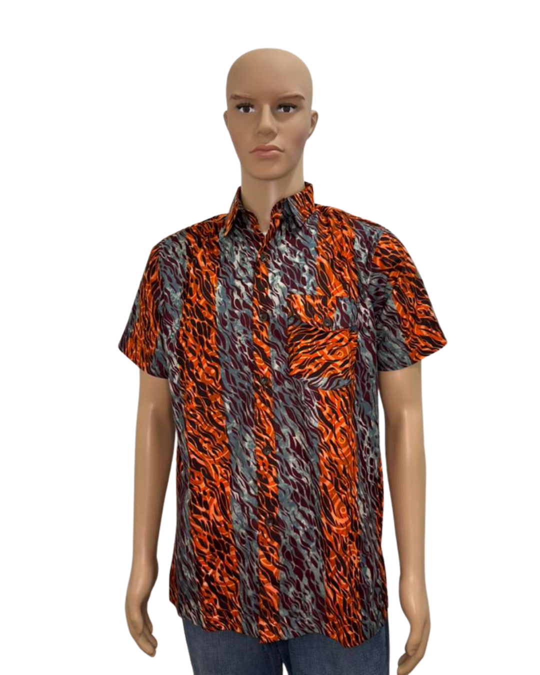Ashline Button-Up Short Sleeves African Print Shirt