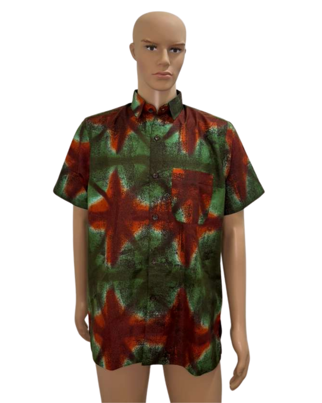 Ember Moss Short-Sleeves African Print Shirt