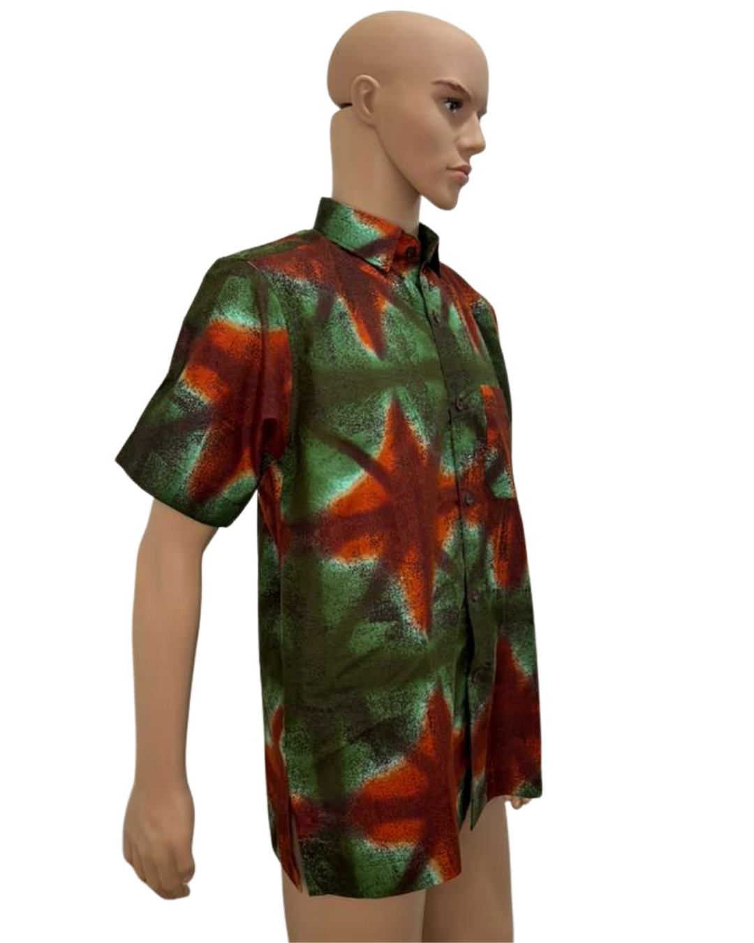 Ember Moss Short-Sleeves African Print Shirt