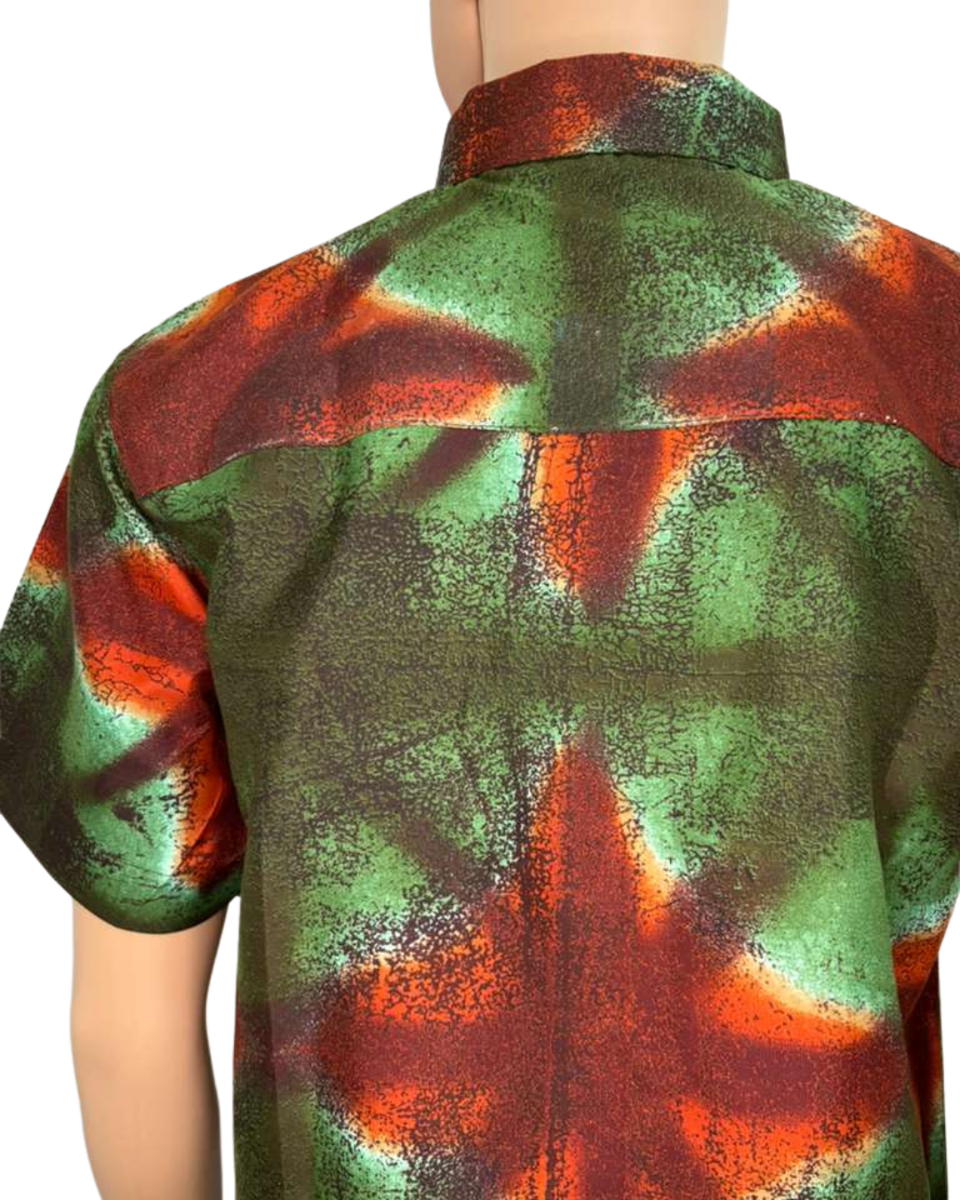 Ember Moss Short-Sleeves African Print Shirt