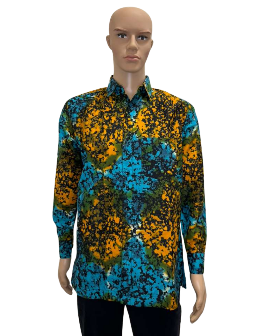 Molten Splash Long-Sleeves African Print Shirt