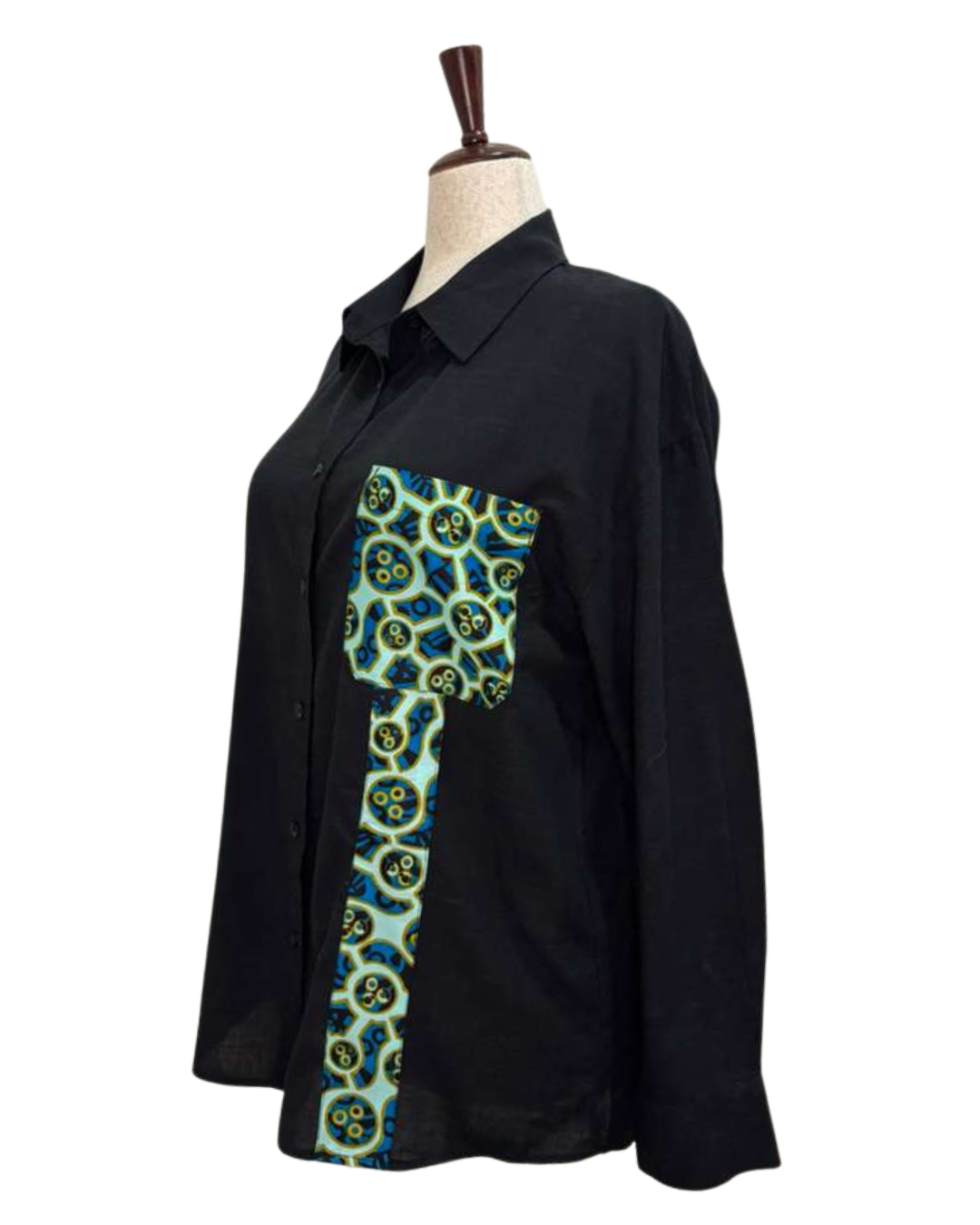 Viridian Patch Button-Up Blouse