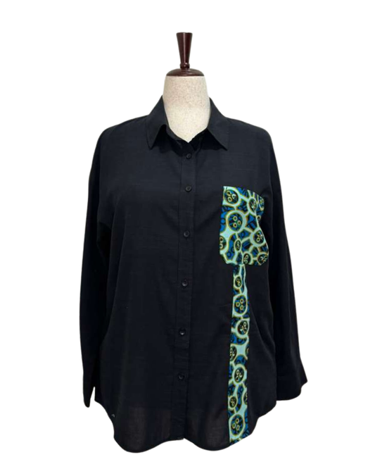 Viridian Patch Button-Up Blouse