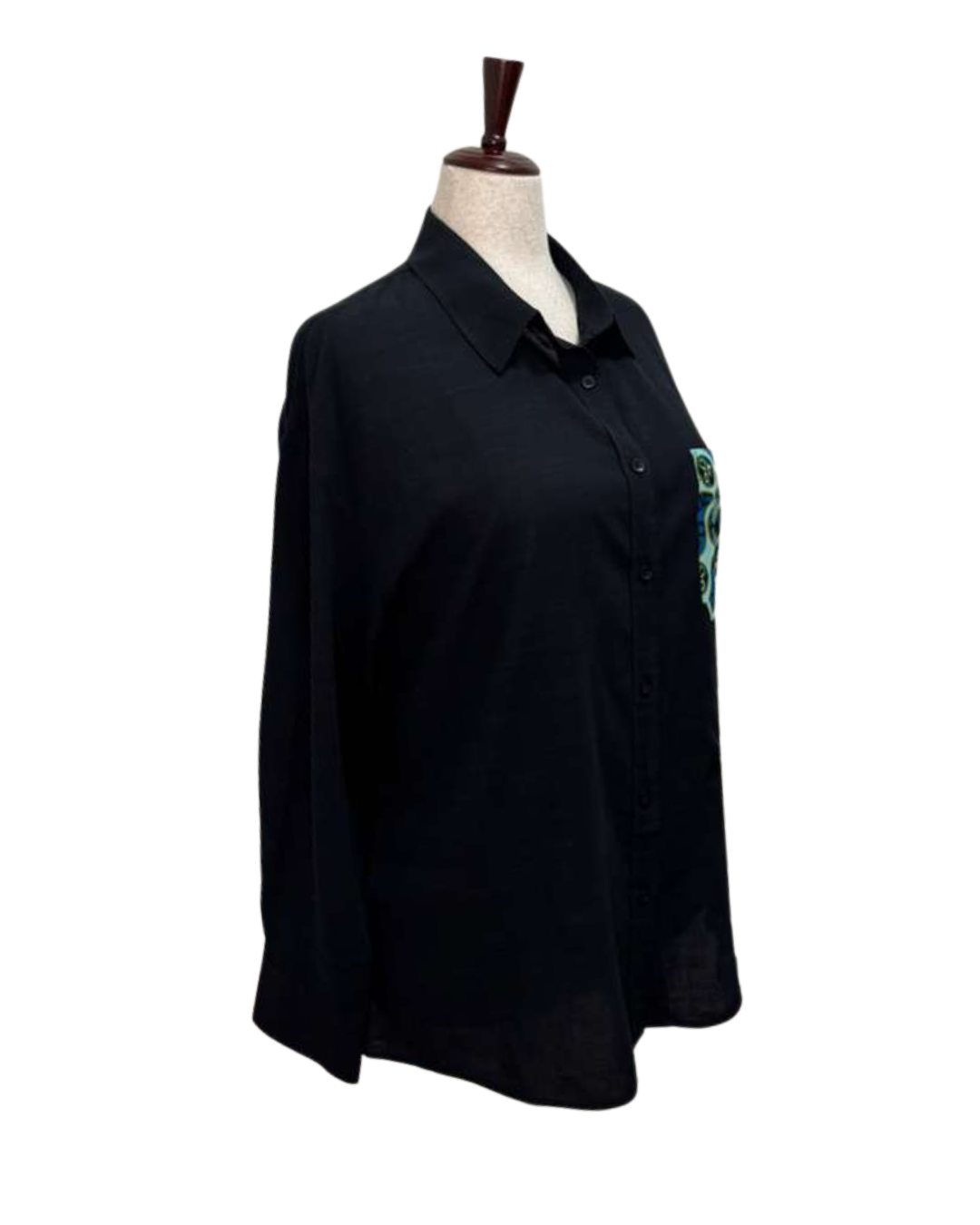 Viridian Patch Button-Up Blouse