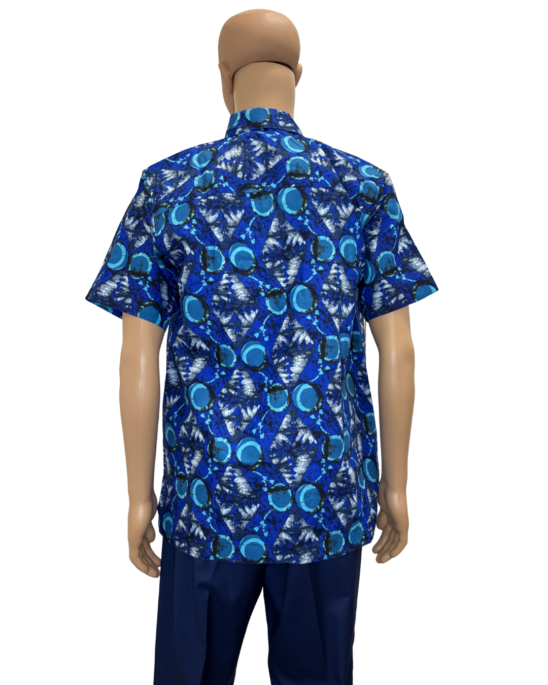 Blue Orbit Short Sleeves  African Print Shirt