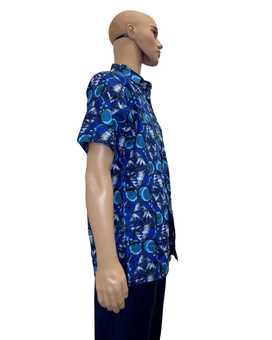 Blue Orbit Short Sleeves  African Print Shirt