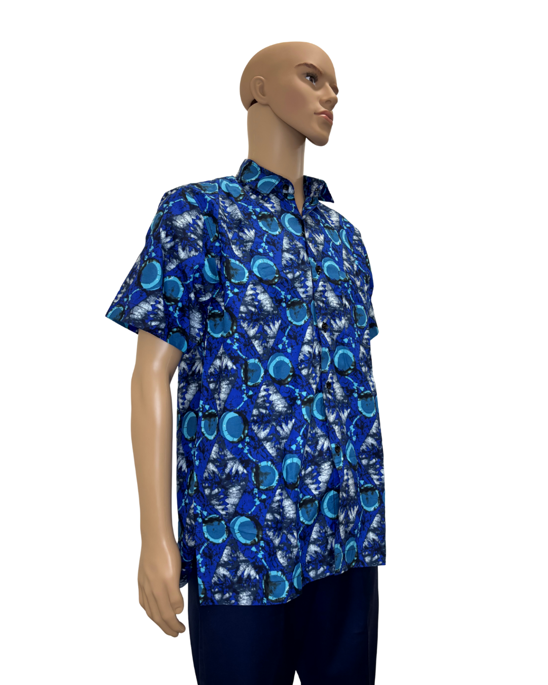 Blue Orbit Short Sleeves  African Print Shirt