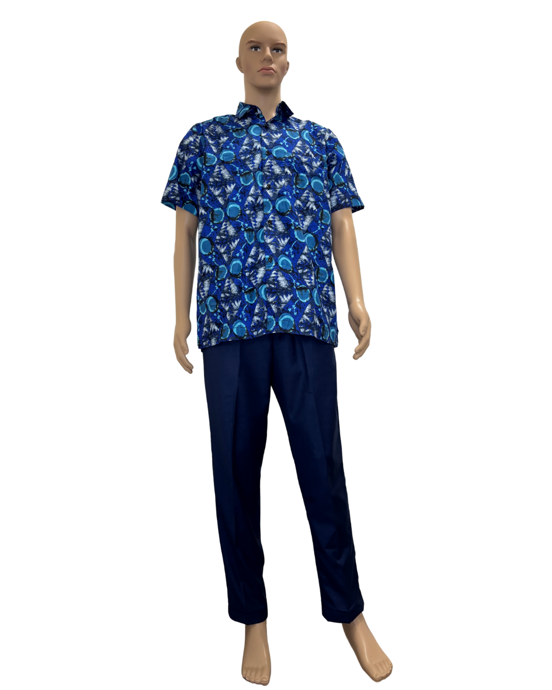 Blue Orbit Short Sleeves  African Print Shirt