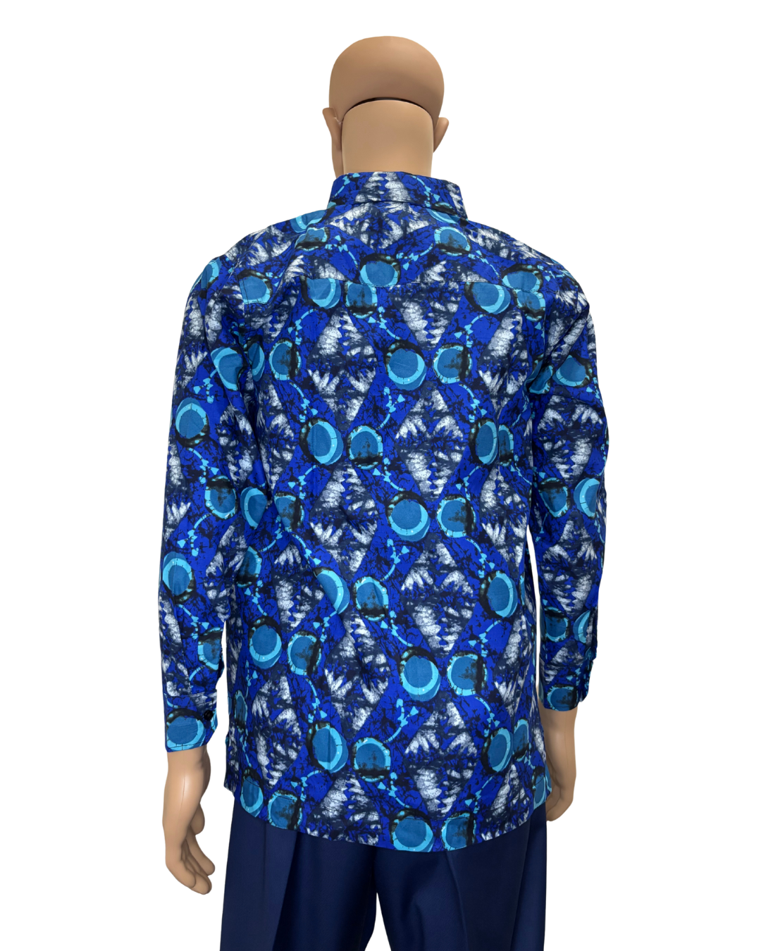 Blue Orbit Long Sleeves African Print Shirt