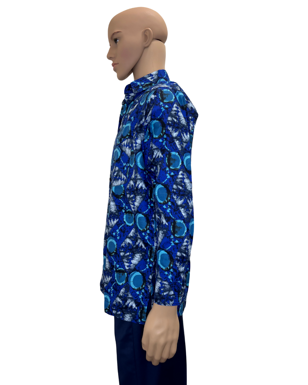 Blue Orbit Long Sleeves African Print Shirt