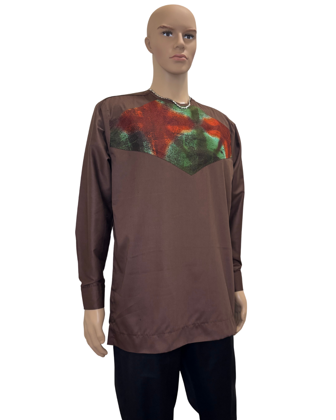 Choco Ember Long Sleeves African Print Shirt