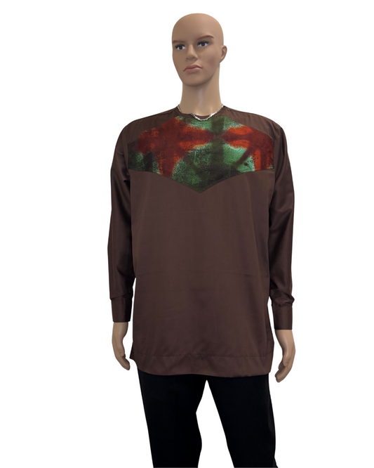 Choco Ember Long Sleeves African Print Shirt