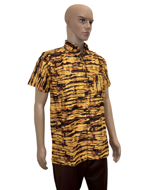 Marbled Mood Short Sleeves African Print Shirt