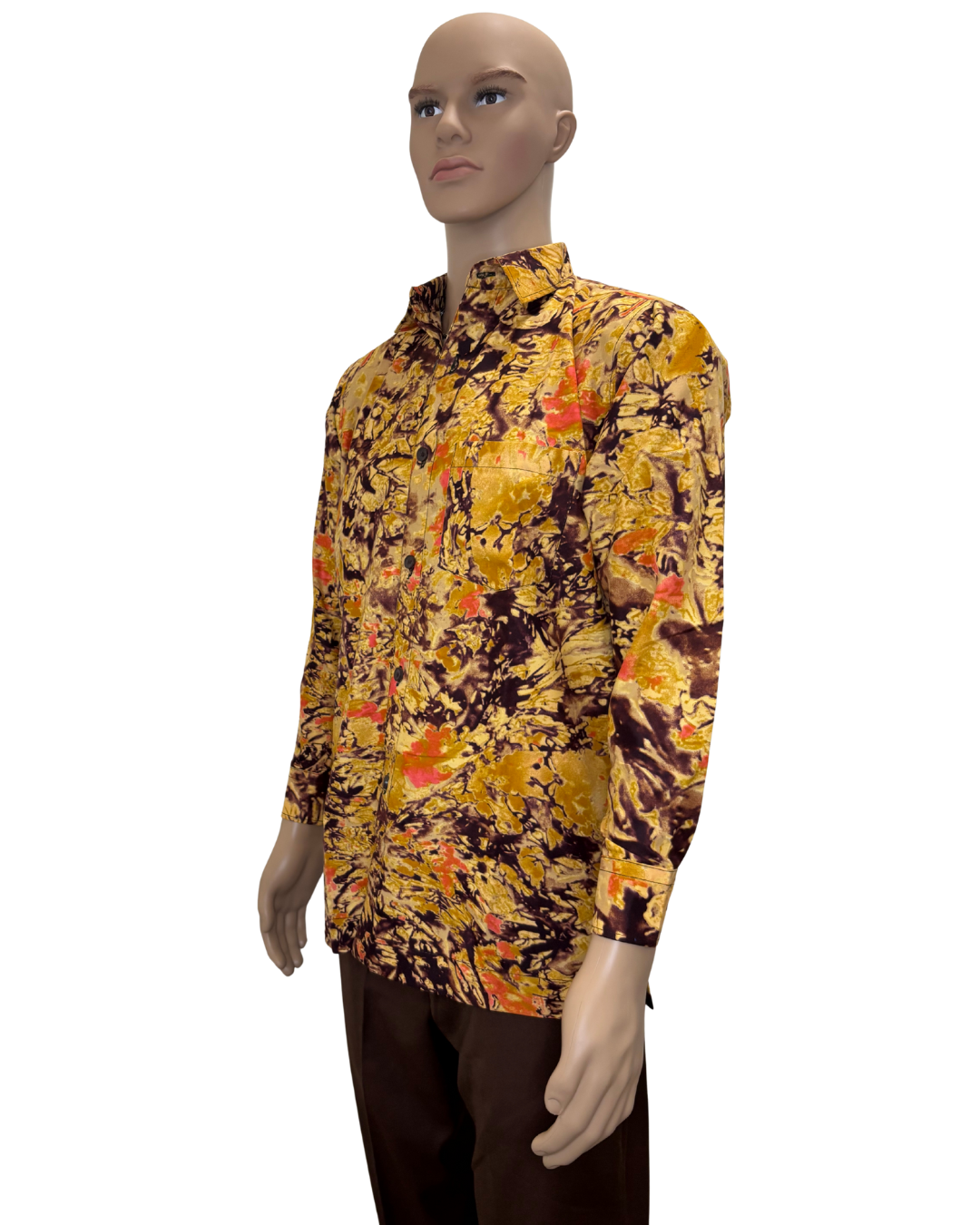 Butterscotch Splash Long Sleeves African Print Shirt