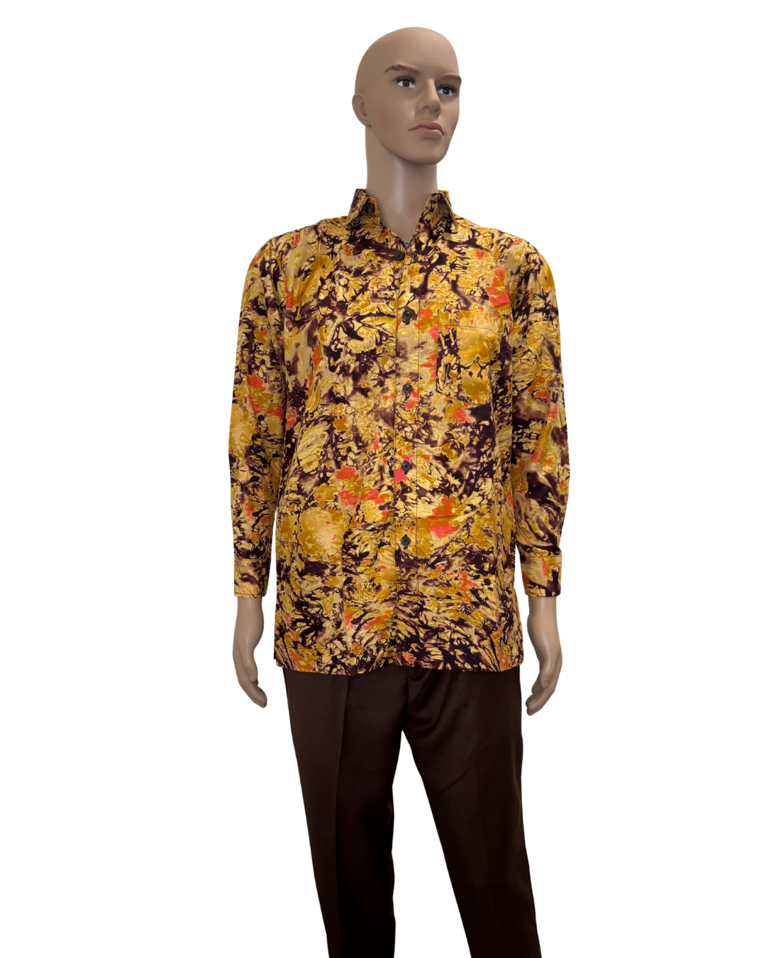 Butterscotch Splash Long Sleeves African Print Shirt