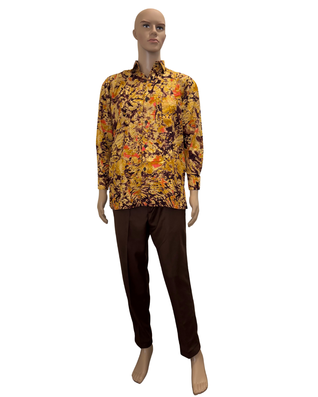Butterscotch Splash Long Sleeves African Print Shirt