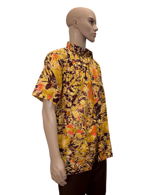 Butterscotch Splash Short Sleeves African Print Shirt