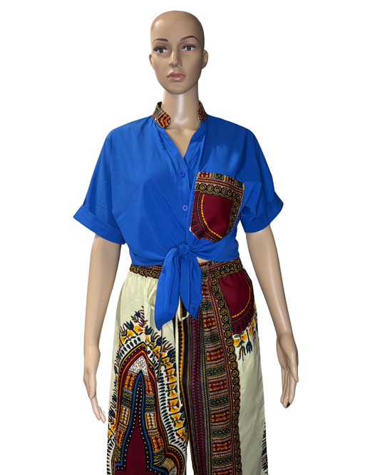 Royal Blue Dashiki Two-Piece Set