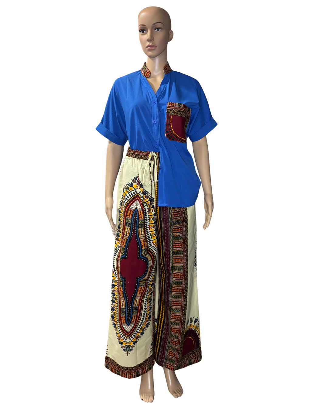 Royal Blue Dashiki Two-Piece Set