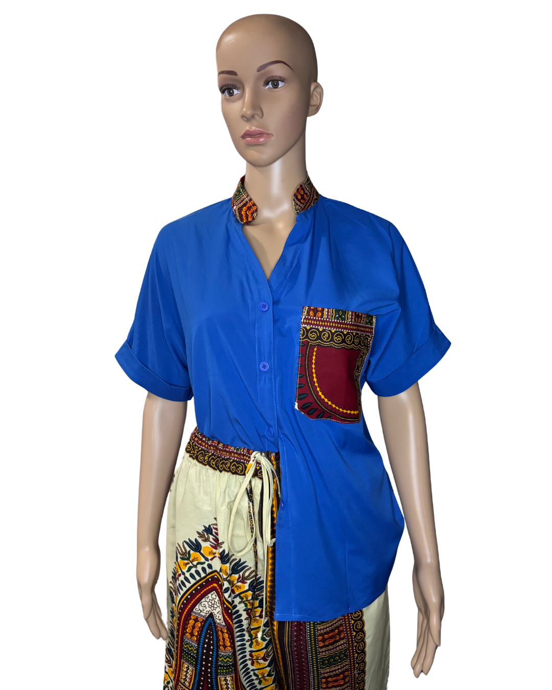 Royal Blue Dashiki Two-Piece Set