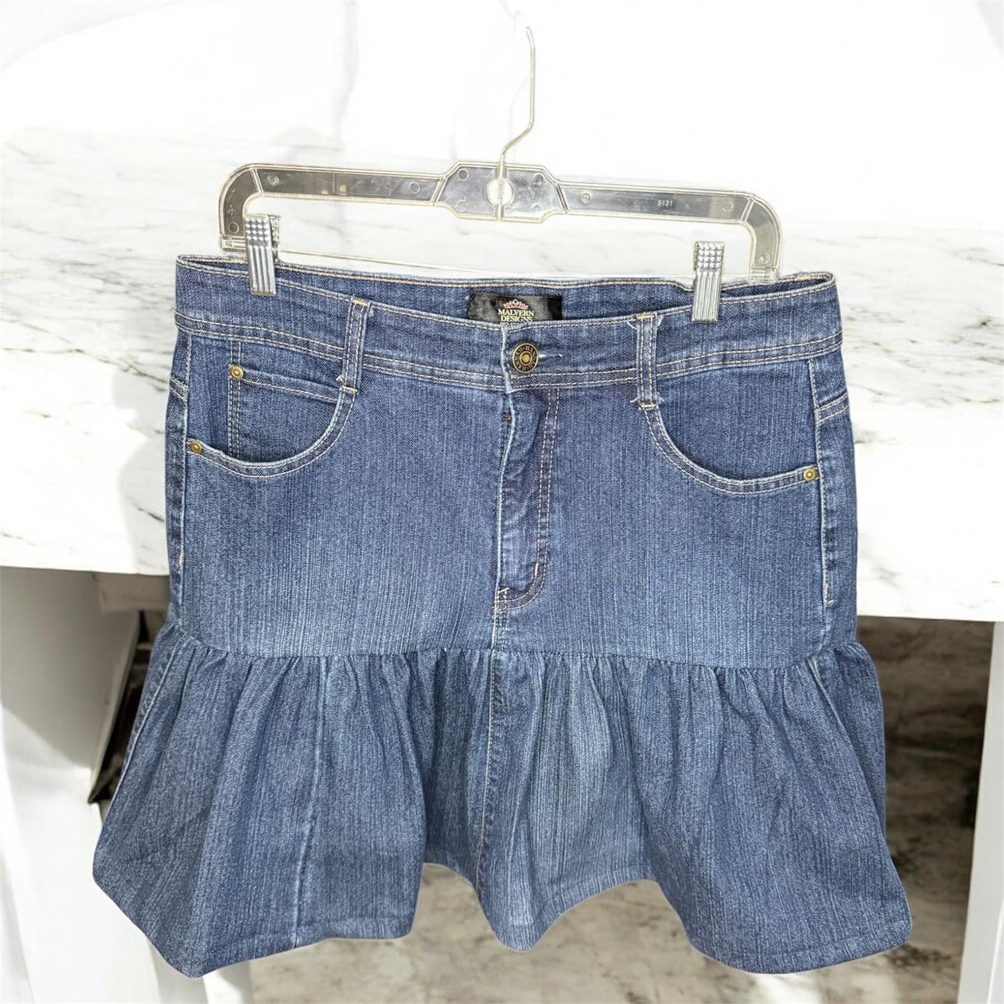 Vintage Ruffle Denim Skirt