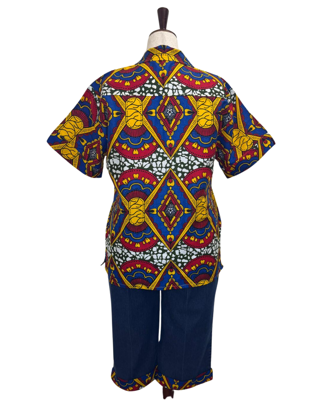 Print and Denim Two-Piece Set