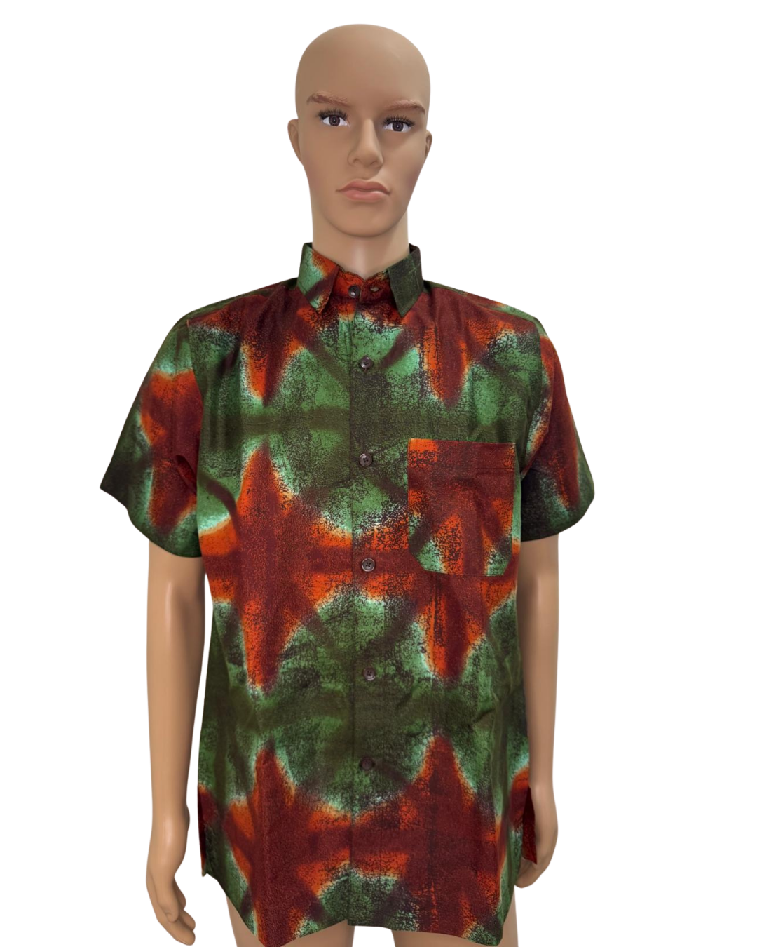 Ember Moss Short-Sleeves African Print Shirt