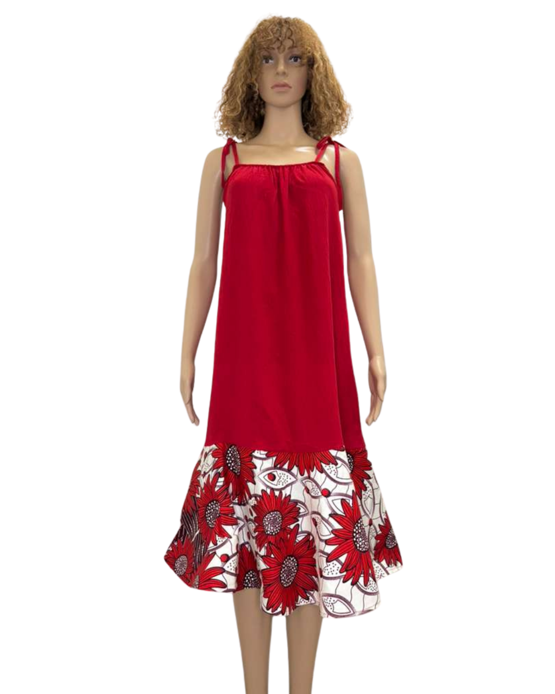 Red Bloom Drape Dress