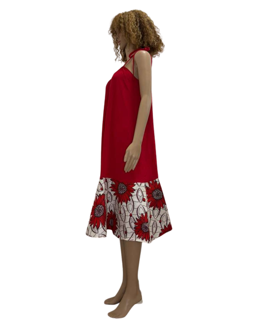 Red Bloom Drape Dress