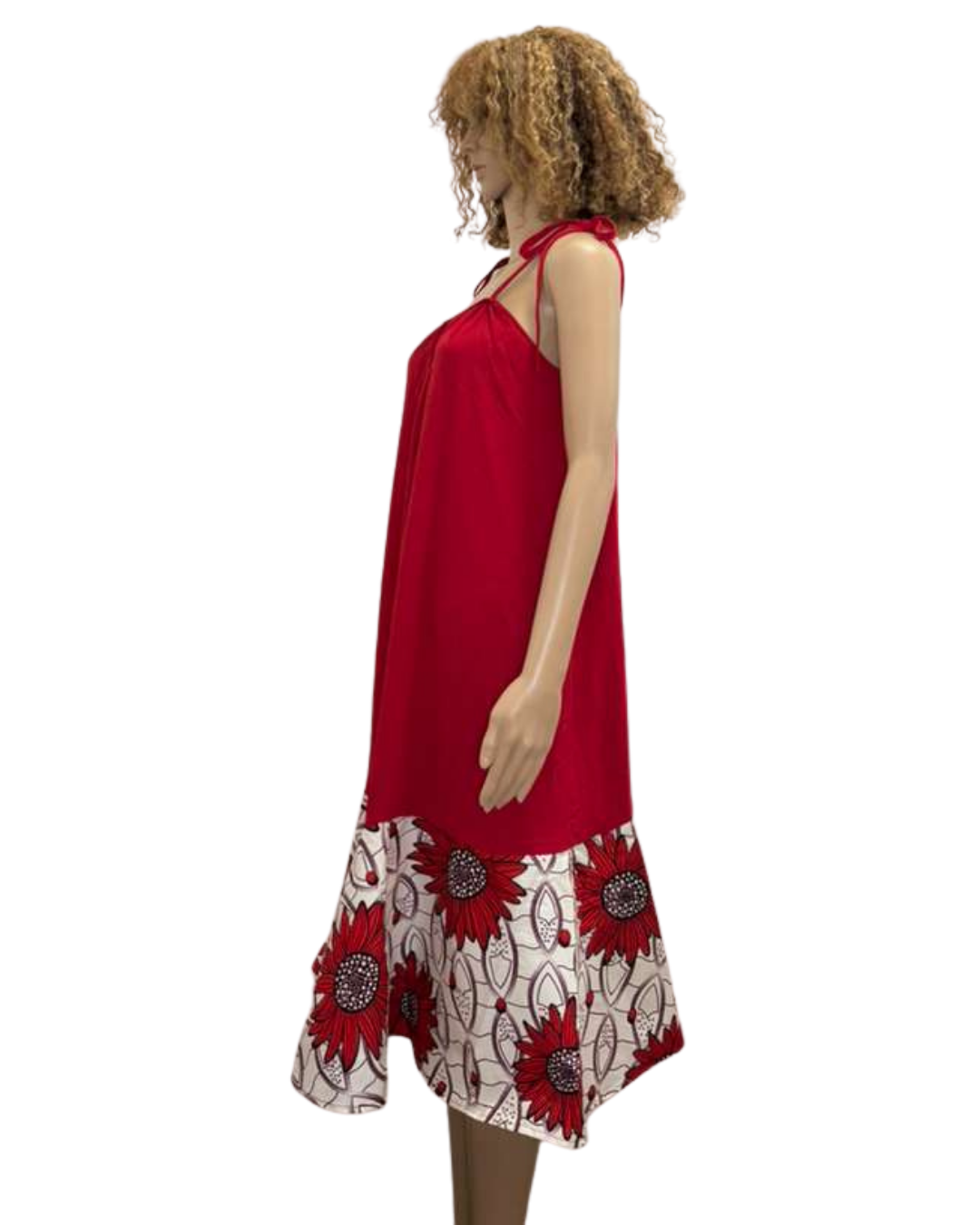 Red Bloom Drape Dress