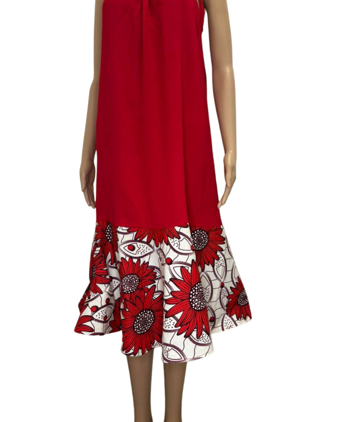 Red Bloom Drape Dress