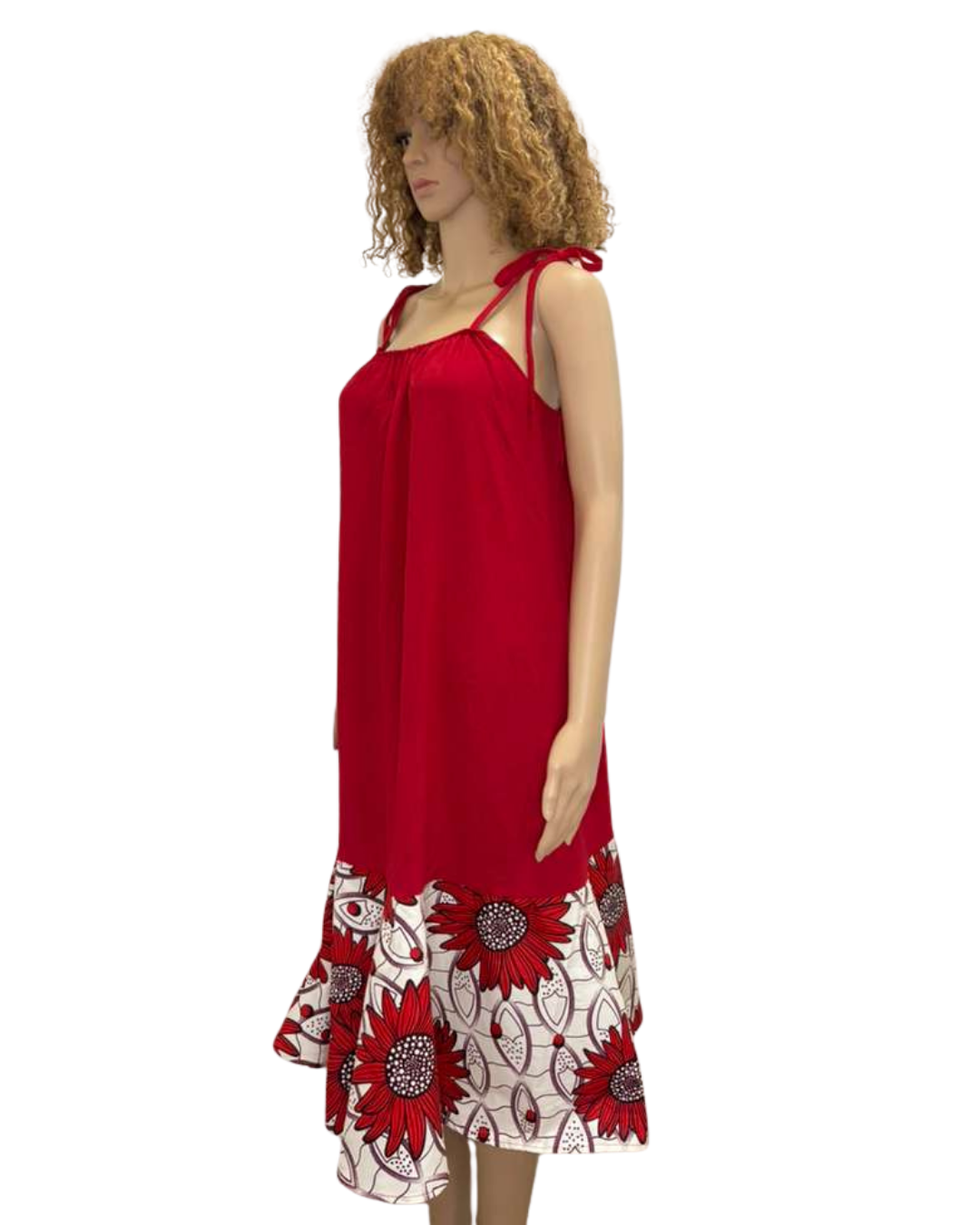 Red Bloom Drape Dress