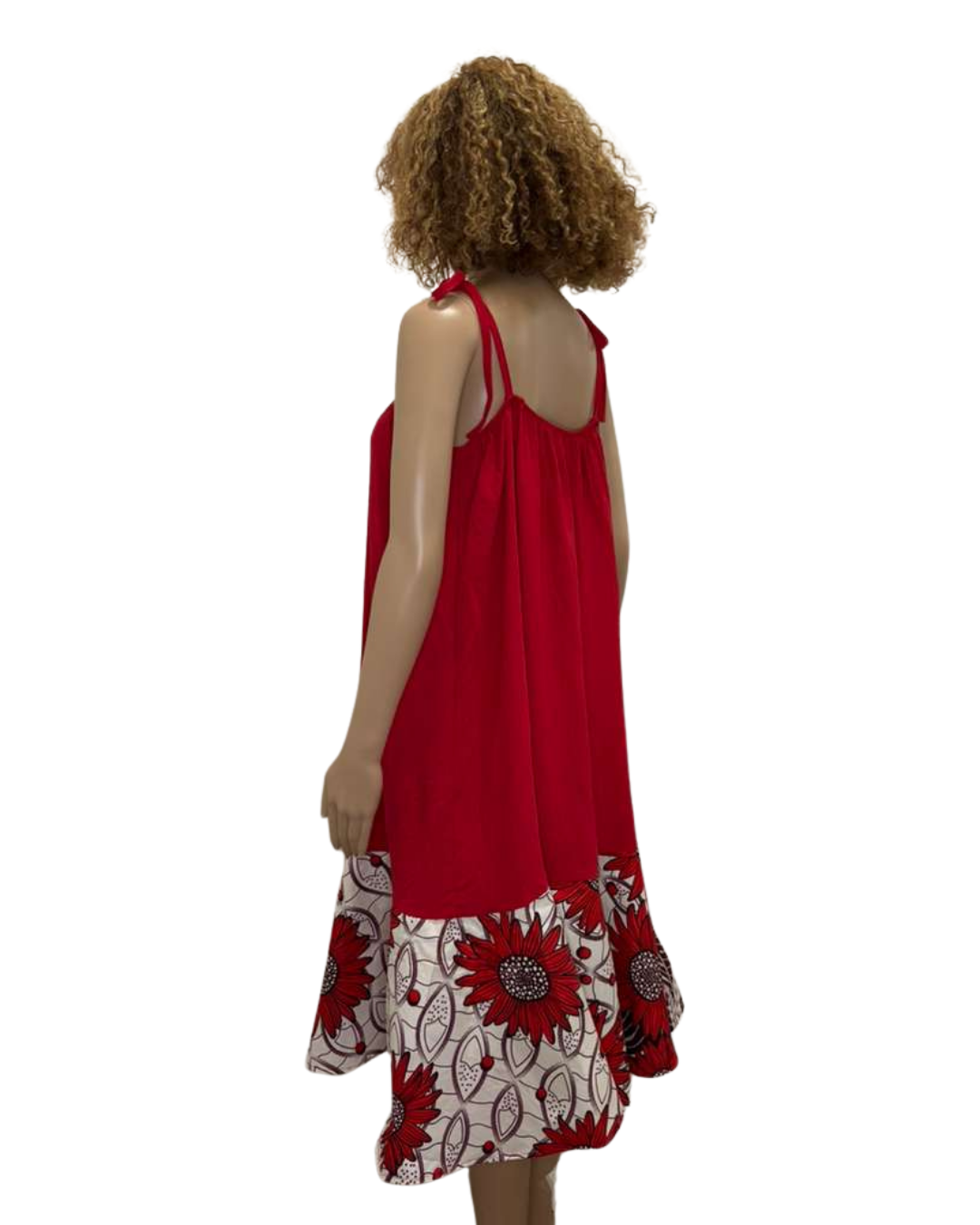 Red Bloom Drape Dress