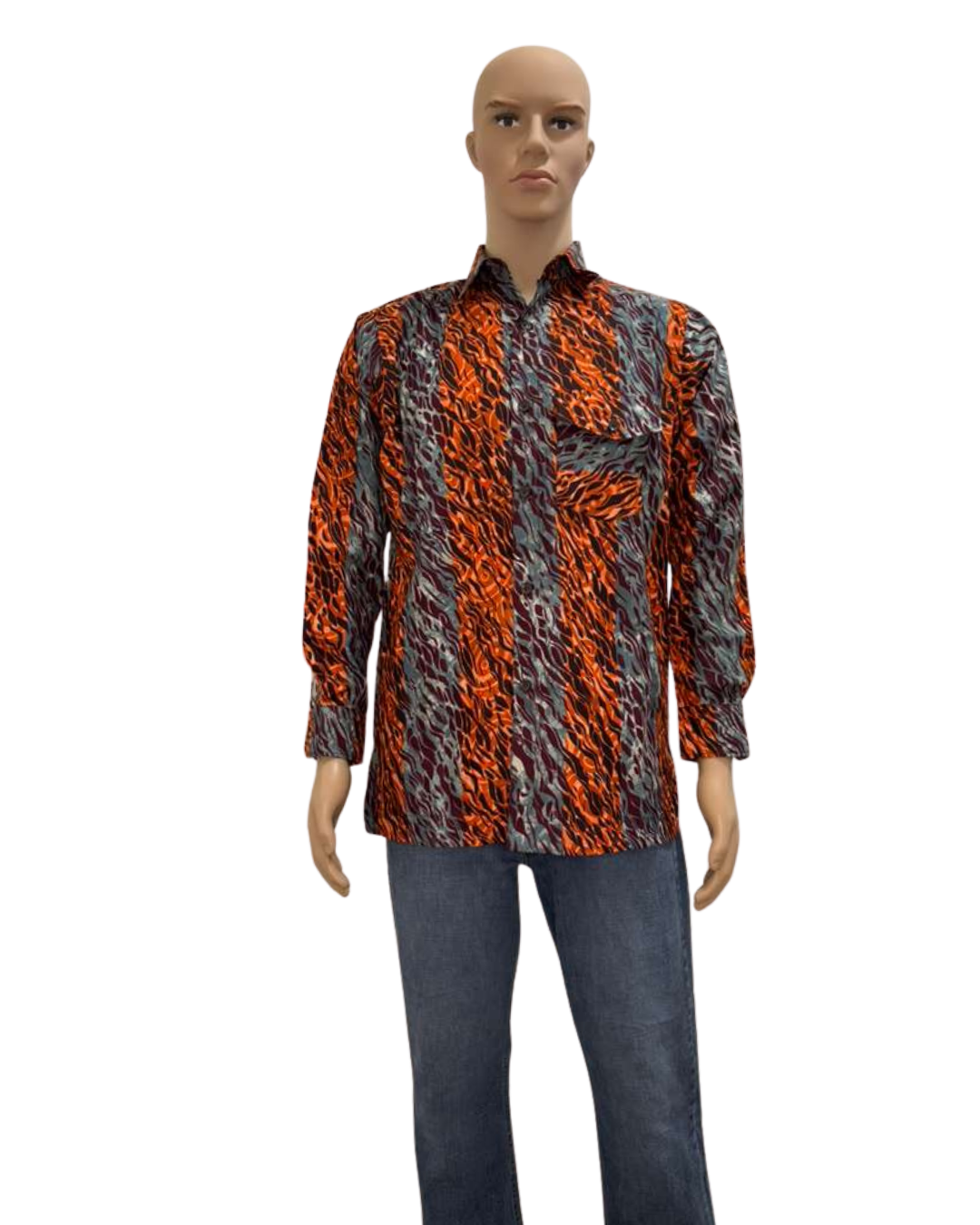 Ashline Button-Up Long Sleeves African Print Shirt
