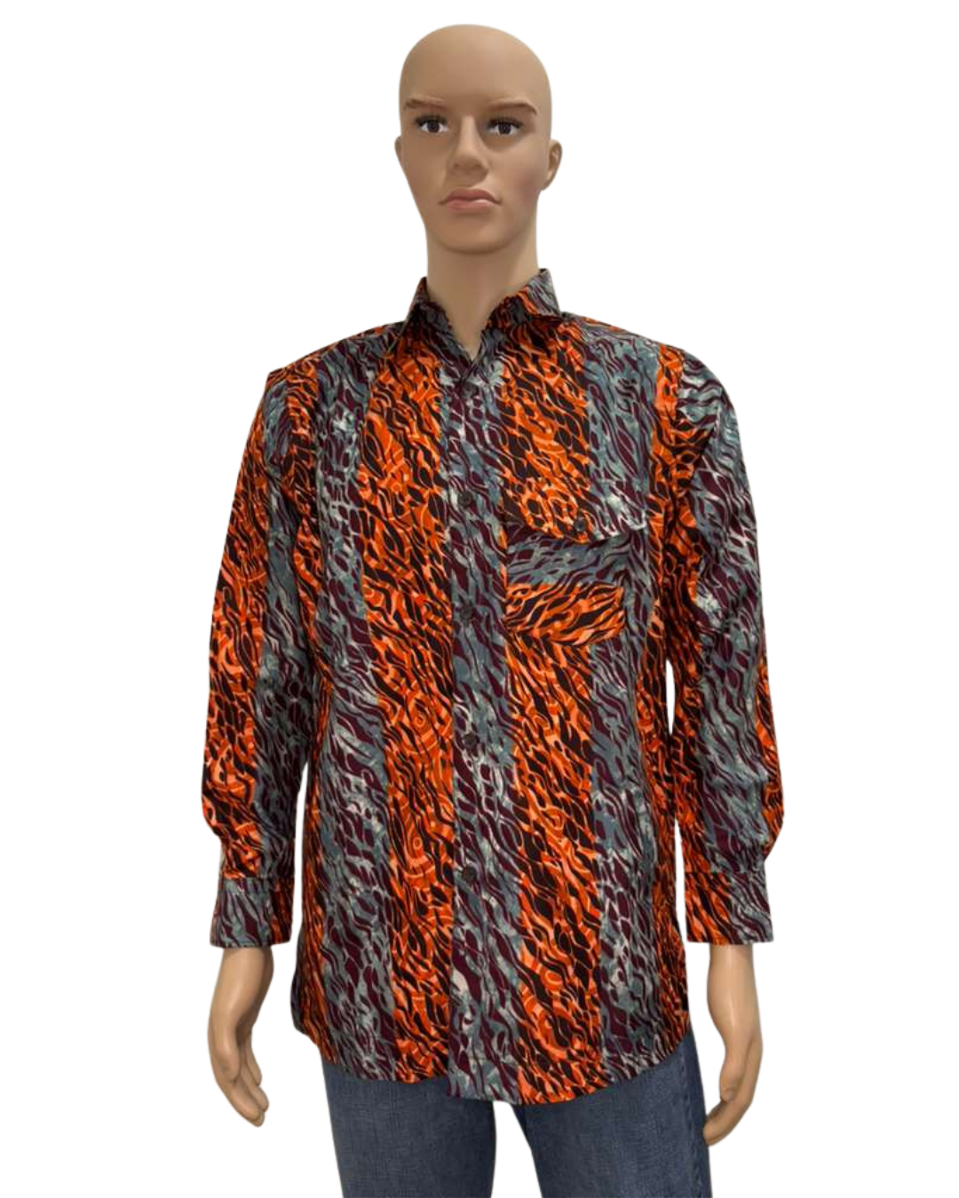 Ashline Button-Up Long Sleeves African Print Shirt