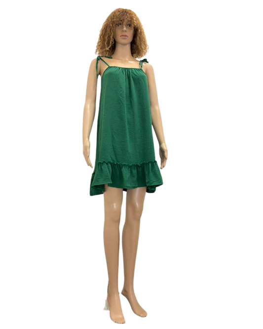 Emerald Tie-Strap Mini Dress