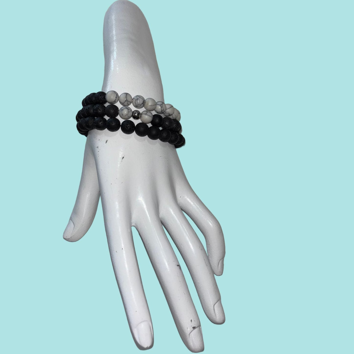 Marble & Lava Beaded Bracelet