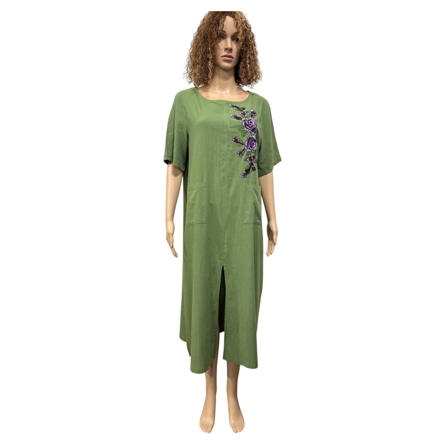 Olive Bloom Pocket Dress