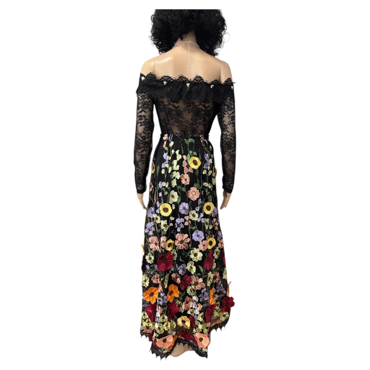 Midnight Bloom Lace Maxi Two-Piece