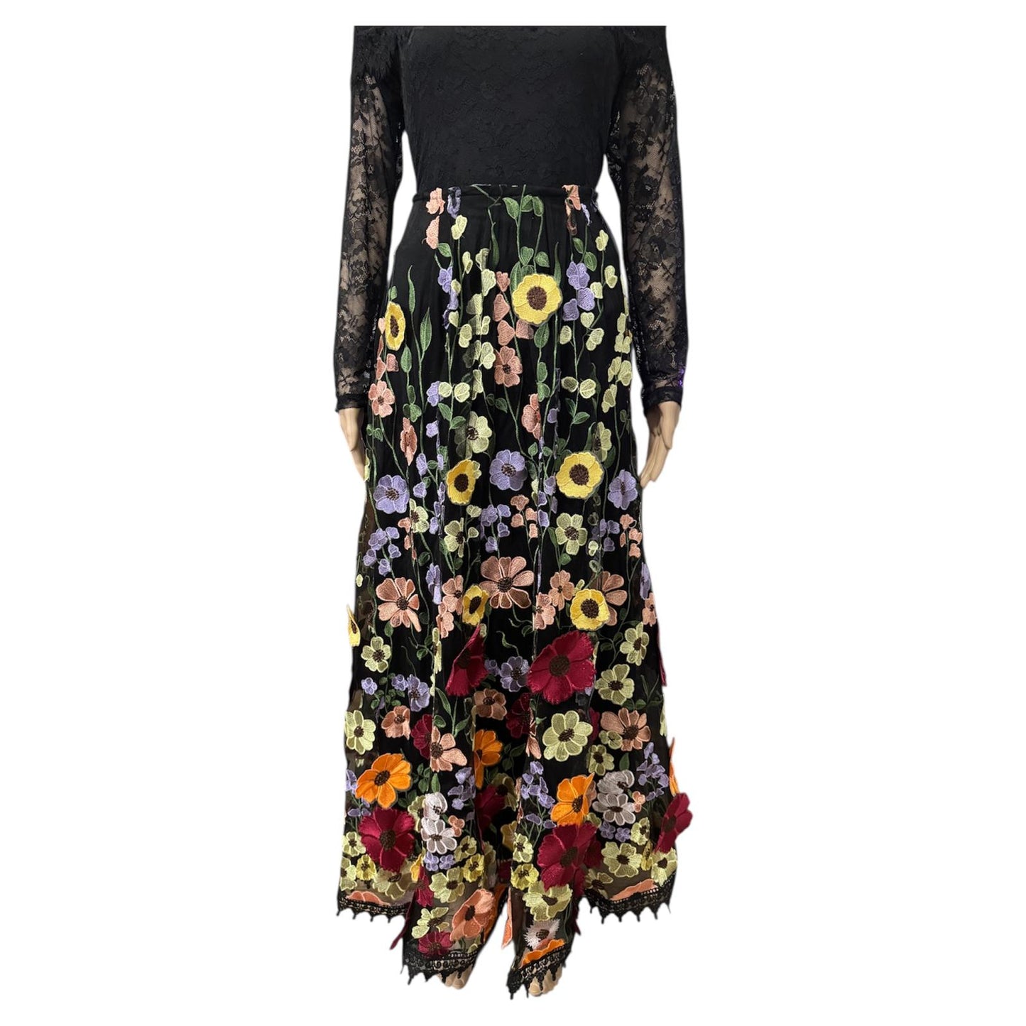 Midnight Bloom Lace Maxi Two-Piece
