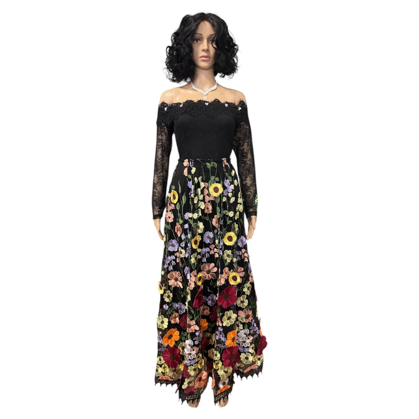 Midnight Bloom Lace Maxi Two-Piece