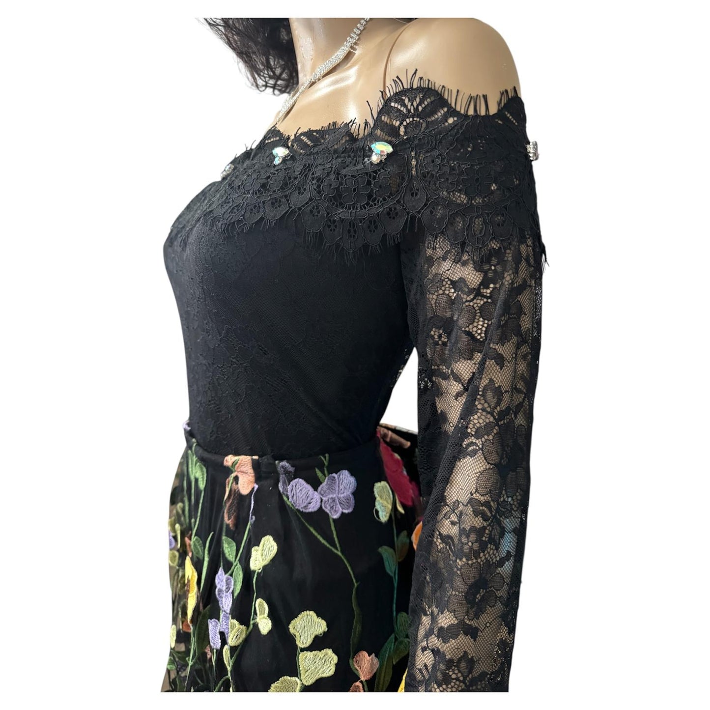 Midnight Bloom Lace Maxi Two-Piece