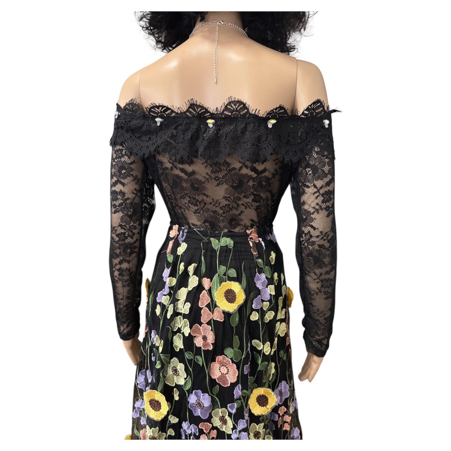 Midnight Bloom Lace Maxi Two-Piece